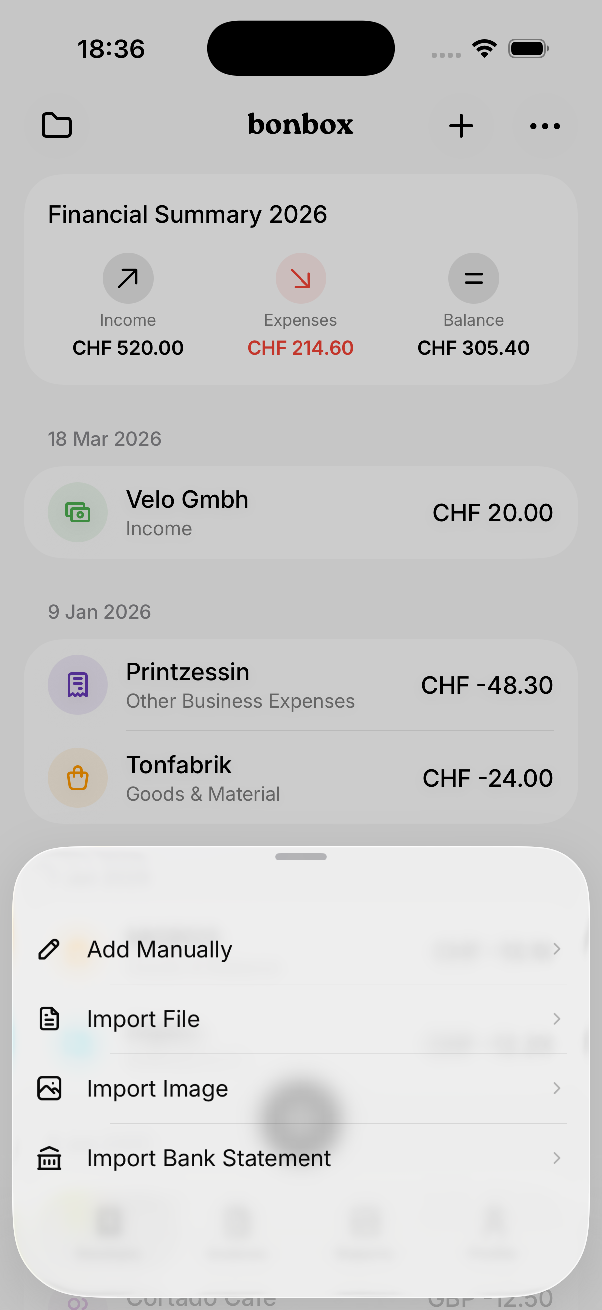 Add receipt bottom sheet with Liquid Glass effect